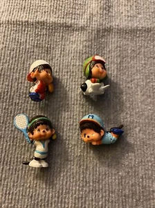 4 Vintage 1979 Monchichi Sekiguchi PVC Figures Catcher Slider Airplane Tennis - Picture 1 of 5