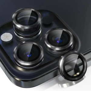 Black For iPhone 16/16+/16 Pro Max Metal Ring Glass Camera Screen Protector Lot - Picture 1 of 4