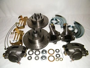 GM Disc Brake Conversion Kit 2" Drop Spindles Drilled Slotted Rotors A,F,X Body - Picture 1 of 8
