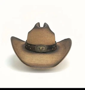 Unisex WESTERN COWBOY RODEO HAT SUMMER STRAW - Picture 1 of 4