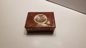 Caja de cigarrillos Empire Ware England porcelana baratija - rojo borgoña dorado floral - Imagen 1 de 18