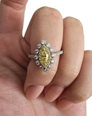 Genuine Natural Diamonds (Yellow And White Diamonds) 18k White And Gold Ring - image 1 of 4