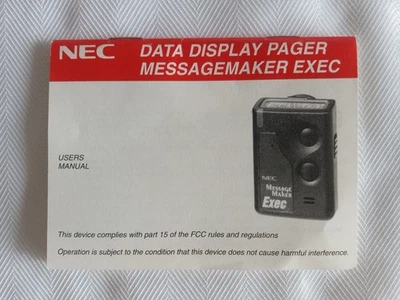 Vintage 1990 NEC MessageMaker Exec Pager User Manual, Tech Collectible, RARE - Image 1 of 4