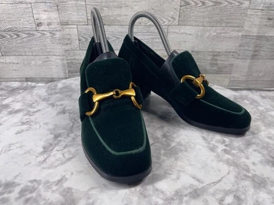 Zapatos de tacón Anthropologie Bibi Lou para mujer 5,5 M Valencia verde terciopelo preppy Foto 1 de 4