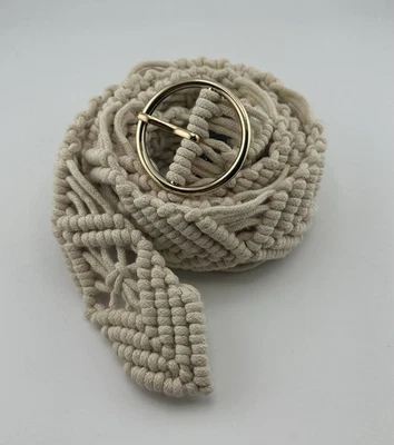 Torrid 钩针象牙色奶油腰带金色圆形扣加大尺寸 1X — 第 1/4 张图片