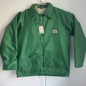 Giacca cappotto vintage Pioneer Seed full snap verde sherpa medio USA fattoria - Foto 1 di 6