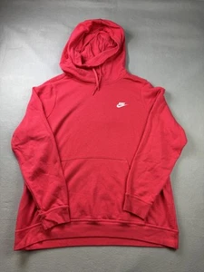 Nike Hoodie Womens 1X Red Pullover Fleece Swoosh Logo Kangaroo Pocket Sweatshirt - Picture 1 of 8