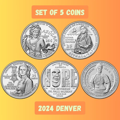 💰2024 D Cuartos de galón de mujer americana - Juego 2024 de 5 monedas - UNC - EE. UU. Como nuevo Foto 1 de 4