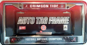 Alabama Crimson Tide License Plate Frame Chrome 2012 National Champ - Picture 1 of 1