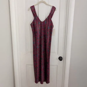 Vintage Lucie Ann II Damen Midi Nachthemd Schlupfkleid LARGE dunkel Fee Blumen Satin - Bild 1 von 10