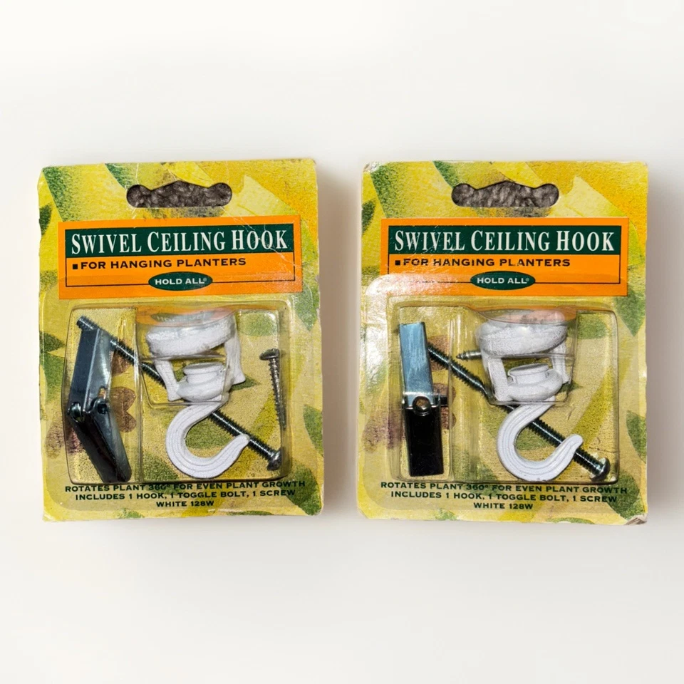 Lot Of 2 Swivel Ceiling Hooks White Rotating Hanging Planters 1994 Vintage - Imagem 1 de 2