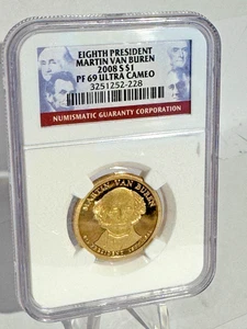 2008-S Proof Presidential Dollar Martin Van Buren - Graded PF69 UC by NGC - Picture 1 of 2