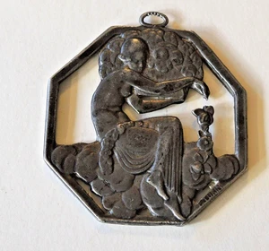 PIERRE TURIN SIGNED PENDANT MEDALLION DESIGN FOR 1925 ART DECO EXPOSITION PARIS - Picture 1 of 4