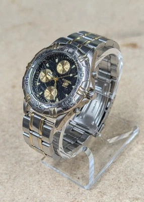 RUNNING Fossil Blue CH-2265 cara negra/dorada con bisel giratorio y triple subesfera Foto 1 de 4