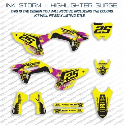 Kit de gráficos para Honda CRF450X CRF 450X (2008-2018) Ink Storm - Highlight Surge Foto 1 de 4