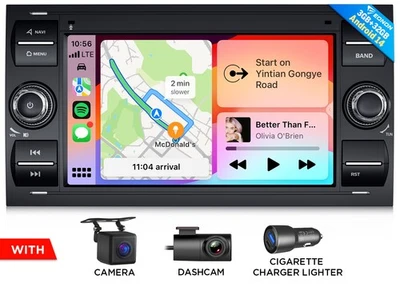 DVR+CAM+Android 14 Carplay Autoradio Navi Bluetooth Touch Für Ford Focus Connect - Bild 1 von 4