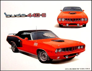 1971 Plymouth 'Cuda 440+6 Convertible Art Print Lithograph Cuda - Picture 1 of 1
