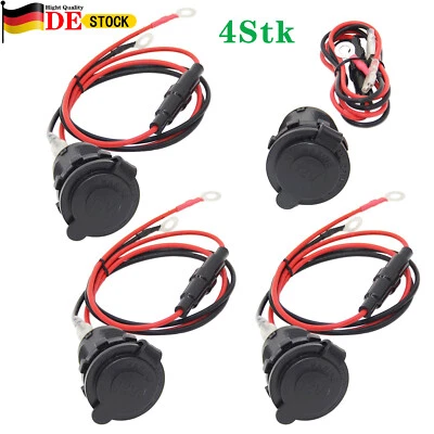 4x 12V Auto KFZ Zigarettenanzünder Dose Buchse Einbau Steckdose Adapter Kabel DE - Bild 1 von 4