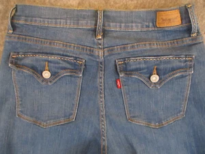 Levis 512 Jeans Womens 8 Blue Denim Bootcut Perfectly Slimming Pocket Flap 28x32 - Picture 1 of 19