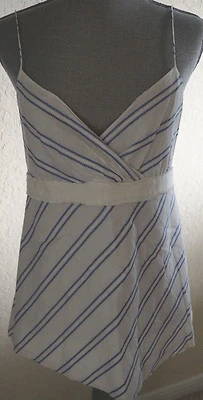 Blusa Top J CREW Azul y Blanco Rayas Correa de Espagueti Algodón - 10 Foto 1 de 4