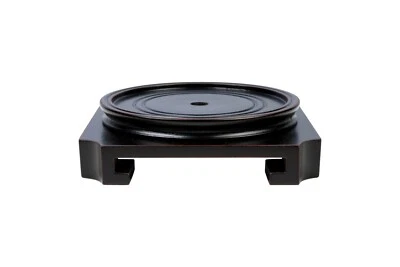 Hermoso jarrón chino cuadrado cara redonda de madera de 2" de diámetro a 10" Foto 1 de 3