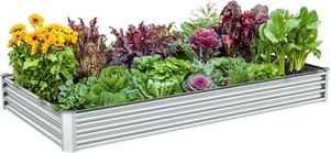 8x4x1 Galvanized Metal Planter Box Raised Garden Bed Outdoor For Vegetables Herb - Picture 1 of 12