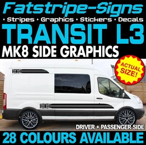 para FORD TRANSIT MK8 L3 LWB GRÁFICOS PEGATINAS CALCOMANÍAS CÁMPER FURGONETA AUTOCARAVANA ST - Imagen 1 de 2