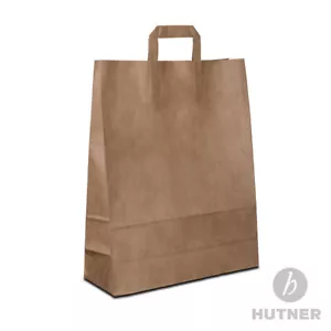 Papiertüten braun 32+12x40 cm mit Flachhenkel Papiertragetaschen stabile Henkel - Bild 1 von 4