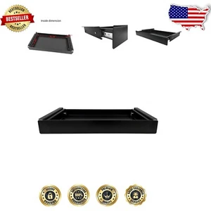 19" Slim Under Desk Storage Drawer - Black Metal Pull-Out Organizer for Office - Picture 1 of 11