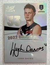 2023 AFL Select Legacy Platinum Draft Pick Signature Hugh Davies Freo Dockers