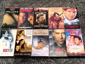 Lot Of 10 VHS Tapes Seventh sign Hero Twister 8MM Basic Instinct Dances w Wolves - Picture 1 of 9