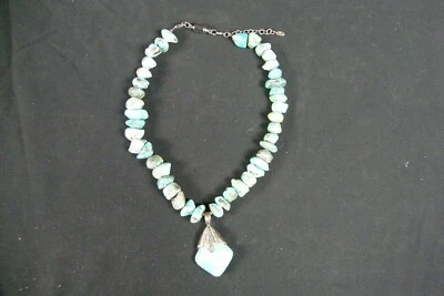 COLLAR PEPITA TURQUESA GRUESA AUDAZ PLATA ESTERLINA BARSA 124 gramos Foto 1 de 4