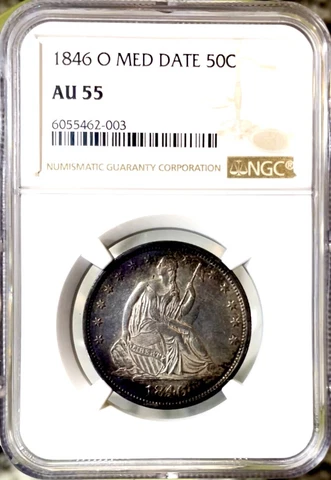 1846-o Seated Liberty Half Dollar, NGC AU-55 Medium Date, Tough In Grade Cover