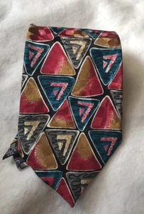 Vintage Portofino Le Collezion Krawatte mehrfarbig geometrisches Muster 100 % Seide - Bild 1 von 9