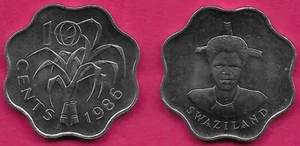 SWAZILAND (ESWATINI) 10 CENTESIMI 1986 CANNA DA ZUCCHERO UNC E VALORE,MSWATI III,HEAD FACI - Foto 1 di 1