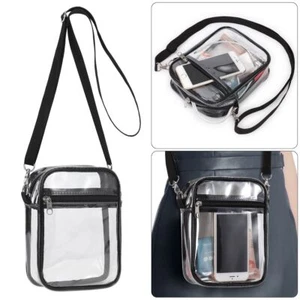 Clear Transparent Tote Bag PVC w/ Zipper Stadium Approved Sports Handbag Purse - Picture 1 of 9