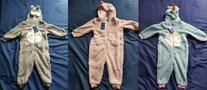 Hooded Sleepsuit All in one Onesy Unisex Footless Fleece Kid Pyjamas Cute Girls - Picture 1 of 20