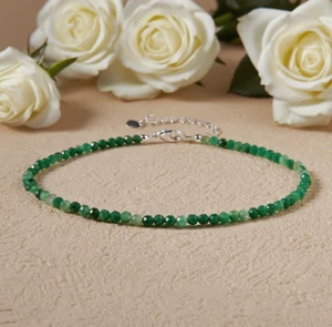 2025NEW Arrival Jade Beads Anklet Dainty Waterproof Green Anklet Healing Crystal - Picture 1 of 2