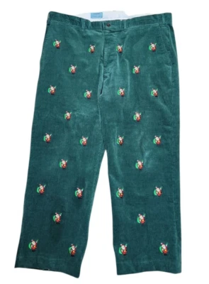 Castaway Nantucket Island Sz 40 Santa Beachcomber Corduroy Pants Christmas Green - Image 1 of 4