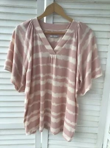 Sainsburys TU size 14 light dusky pink & cream tie dye striped tunic top stripe - Picture 1 of 11