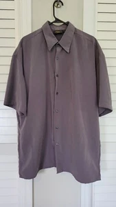 Vintage Monzini Kollektion geknöpftes Herrenhemd XL grau USA Polyester - Bild 1 von 6