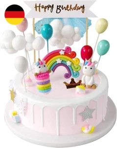 Tortendeko Einhorn Geburtstag Kuchen Regenbogen Happy Birthday Girlande Luftball - Bild 1 von 7