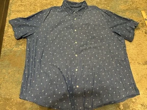 Chaps Coastland Wash Chambray Shirt Big Size 3XLT Anchors Short Sleeve Button Up - Picture 1 of 7