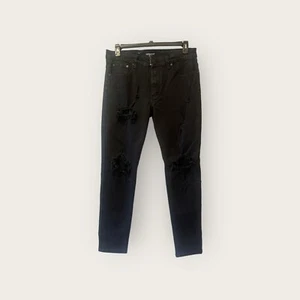 Victorious Black Jeans Men's 34x32 Distressed Denim Ripped DL1206 - Picture 1 of 5