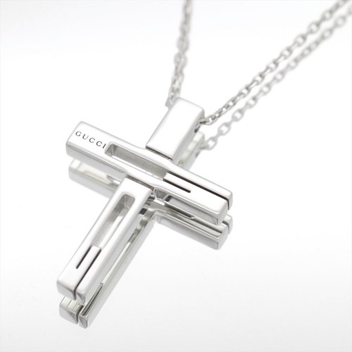 Gucci Collana Uomo Taglio G Ciondolo Croce Argento Ag925 228364 J8400 8106