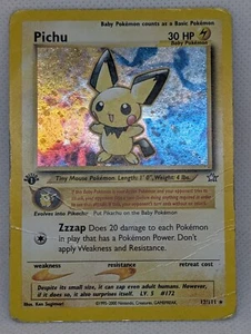 Pichu 12/111 Neo Genesis 1st Edition Holo Rare Pokemon TCG Nintendo Pikachu - Picture 1 of 2