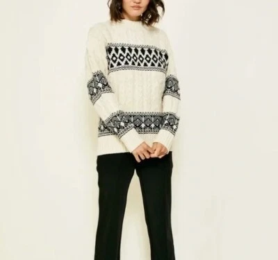 Suéter Line & Dot Montana Faire Isle Crema/Negro Talla S - Nuevo con Etiquetas Foto 1 de 4