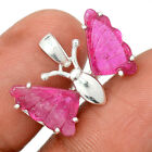 Natural Butterfly Carving Tourmaline 925 Sterling Silver Pendant Jewelry CP42407