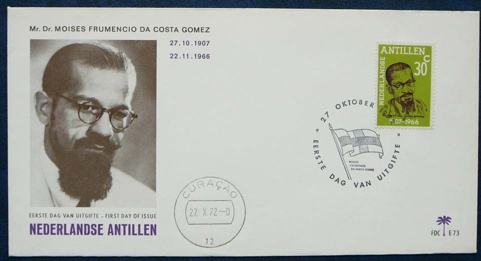 Antillas Neerlandesas FDC - Costa Gómez, abogado, legislador, patriota_1972.  Foto 1 de 1