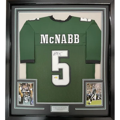 Camiseta deportiva verde Philadelphia 33x42 DONOVAN MCNABB 33x42 enmarcada autografiada/firmada certificado de autenticidad bajo Foto 1 de 2